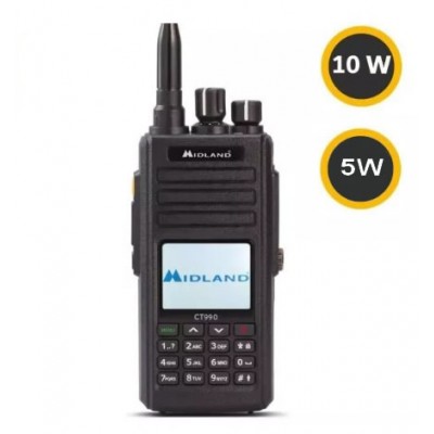 Midland CT990-EB - PTI
Radio UHF/VHF avec haute puissance d'émission 10W, Batterie haute capacité, certifiée IP67, PTI